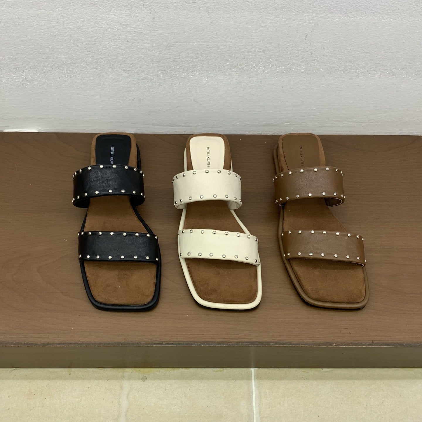 IPPEUM Shoes for woman Flat sandals Designer shoes Square Toe Sandalias de mujer verano 2025