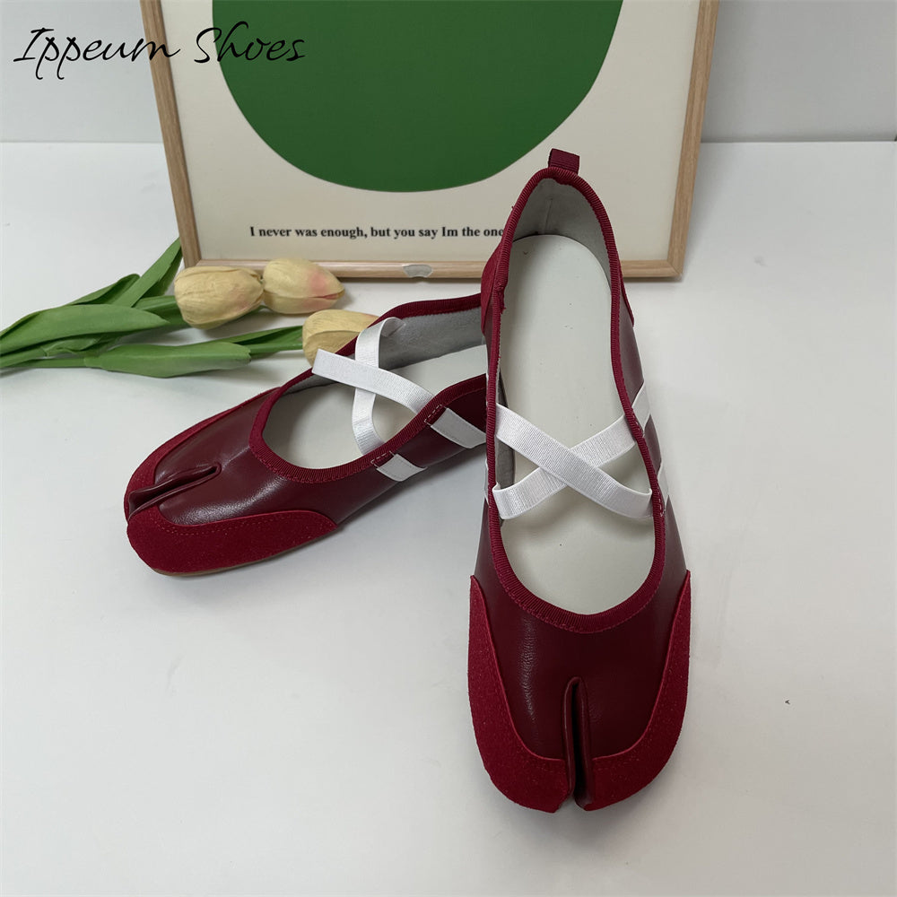 IPPEUM Ballet Flats Women Split Toe Ballerina Tabi Sneakers Shoes