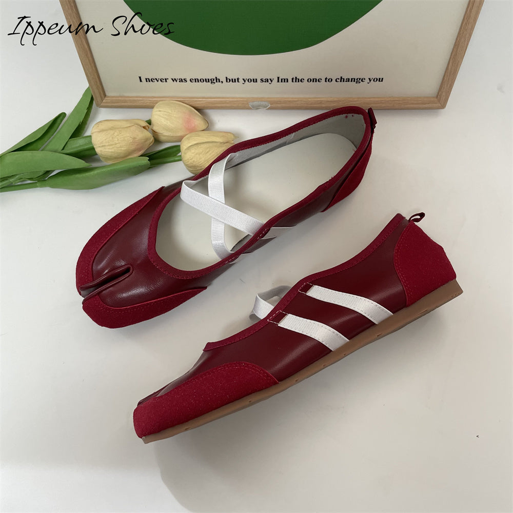 IPPEUM Ballet Flats Women Split Toe Ballerina Tabi Sneakers Shoes