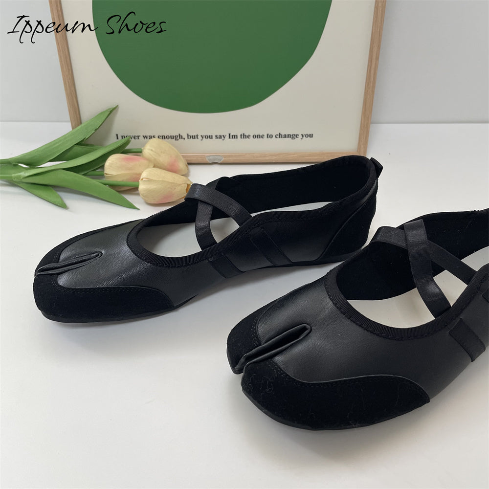 IPPEUM Ballet Flats Women Split Toe Ballerina Tabi Sneakers Shoes