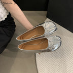 IPPEUM Women Ballets Flats Split Toe Mary Janes Black Dress Loafers Shoes Balerinas De Mujer