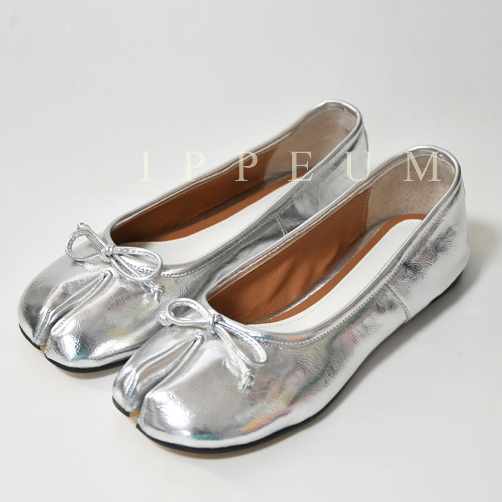 IPPEUM Silver Tabi Shoes Flats Size 35-44