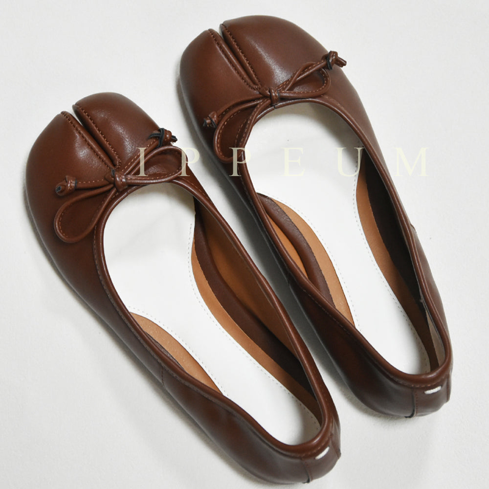 IPPEUM Brown Tabi Shoes Flats Size 35-44