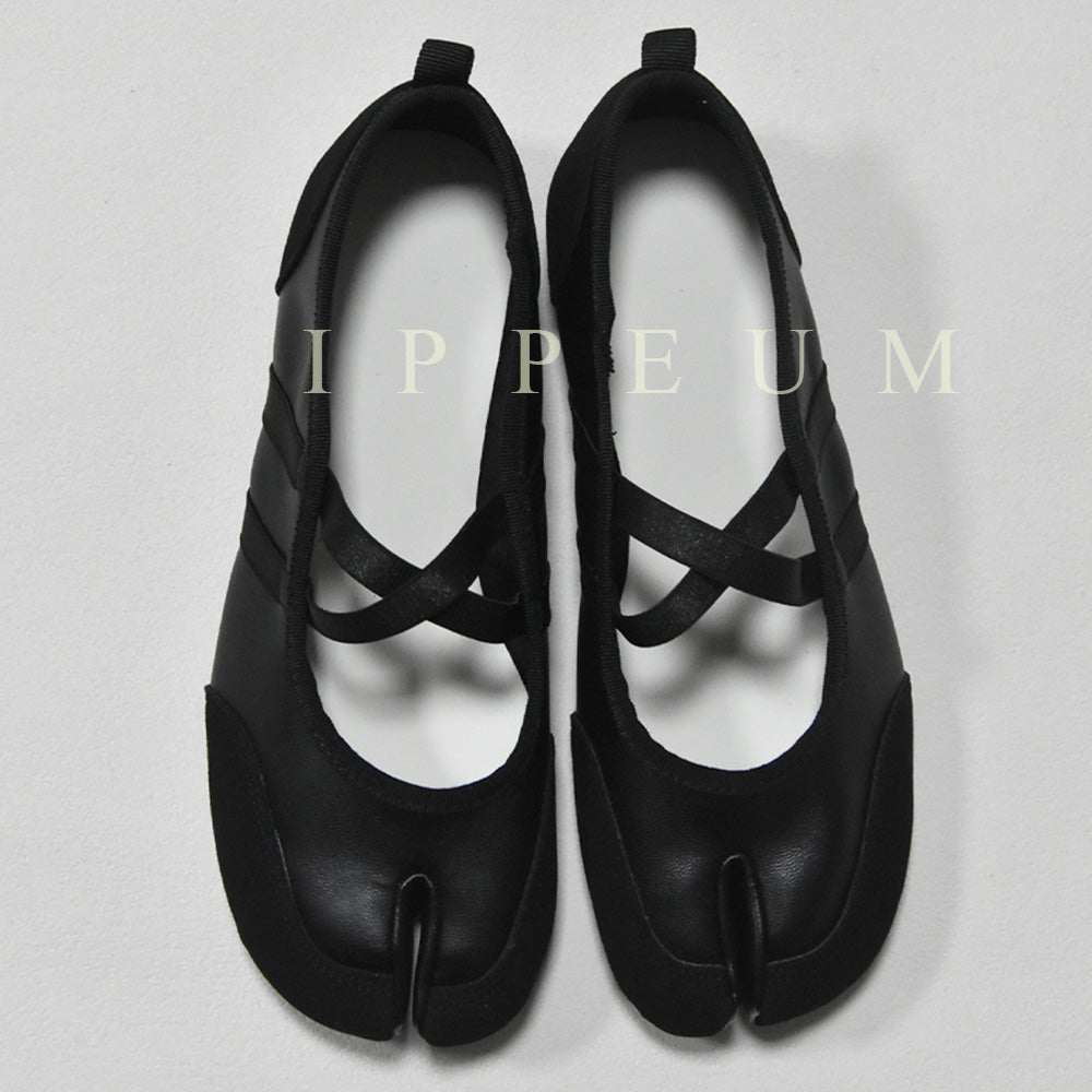 IPPEUM Tabi Sneakers Ballet Flats Shoes Black