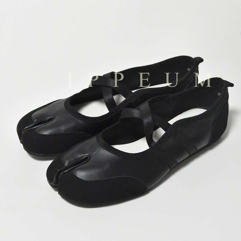 IPPEUM Tabi Sneakers Ballet Flats Shoes Black