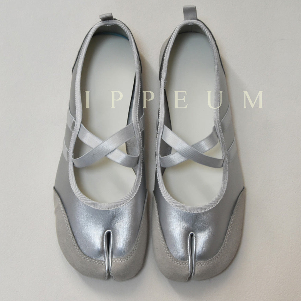 IPPEUM Tabi Sneakers Ballet Flats Shoes Silver
