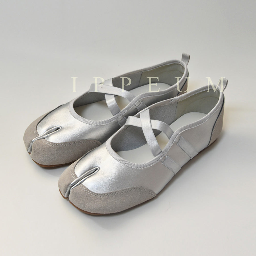 IPPEUM Tabi Sneakers Ballet Flats Shoes Silver
