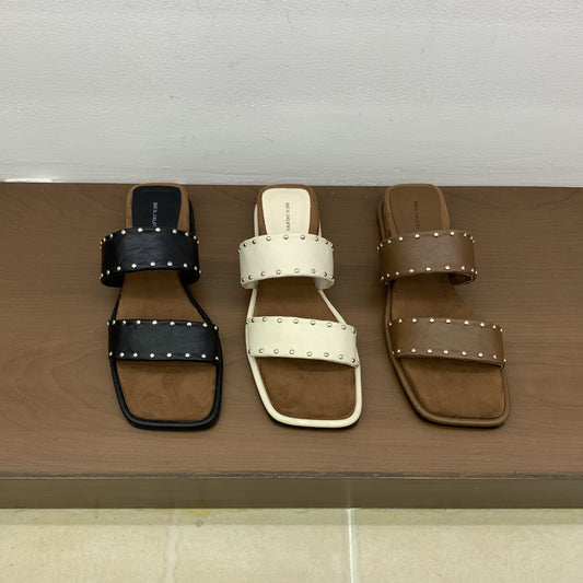 IPPEUM Shoes for woman  Flat sandals Designer shoes Square Toe Sandalias de mujer verano 2025