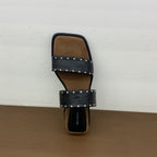 IPPEUM Shoes for woman  Flat sandals Designer shoes Square Toe Sandalias de mujer verano 2025
