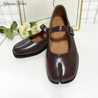 IPPEUM Burgundy Tabi Mary Janes Shoes Size 35-44 Split Toe Flats Tabis Loafers