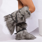 IPPEUM Fur Boots Knee High Shoes