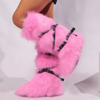 IPPEUM Fur Boots Knee High Shoes