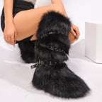 IPPEUM Fur Boots Knee High Shoes