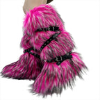 IPPEUM Fur Boots Knee High Shoes Red Winter