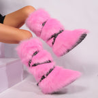 IPPEUM Fur Boots Knee High Shoes