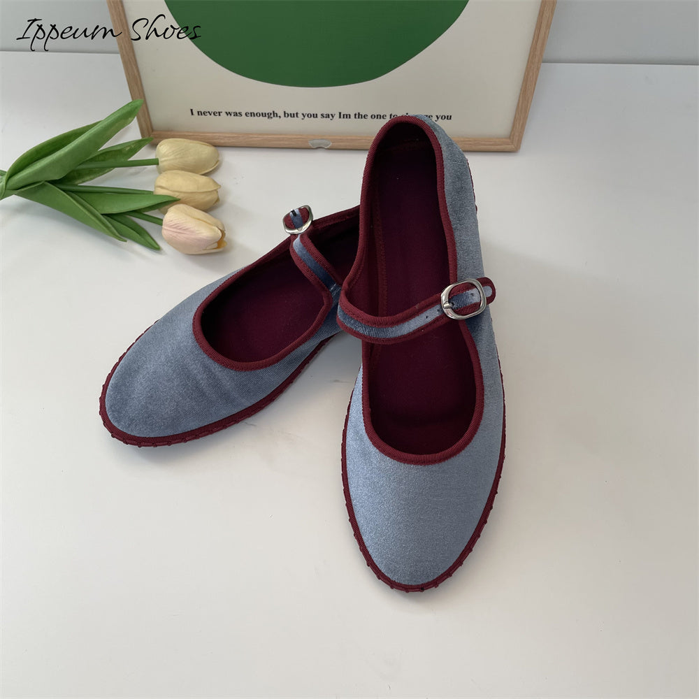 IPPEUM Women Ballet Flats Shoes Suede Round Toe Ballerinas Plus Size 35-44
