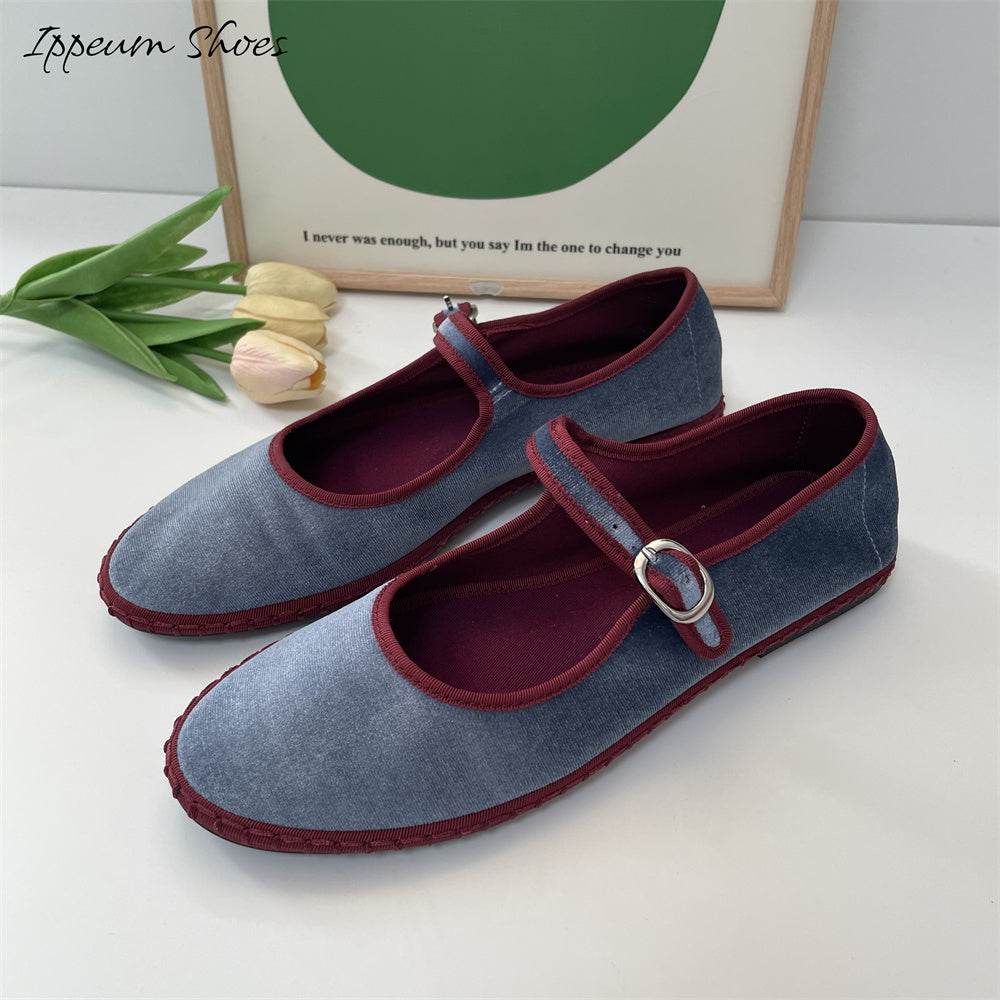 IPPEUM Women Ballet Flats Shoes Suede Round Toe Ballerinas Plus Size 35-44