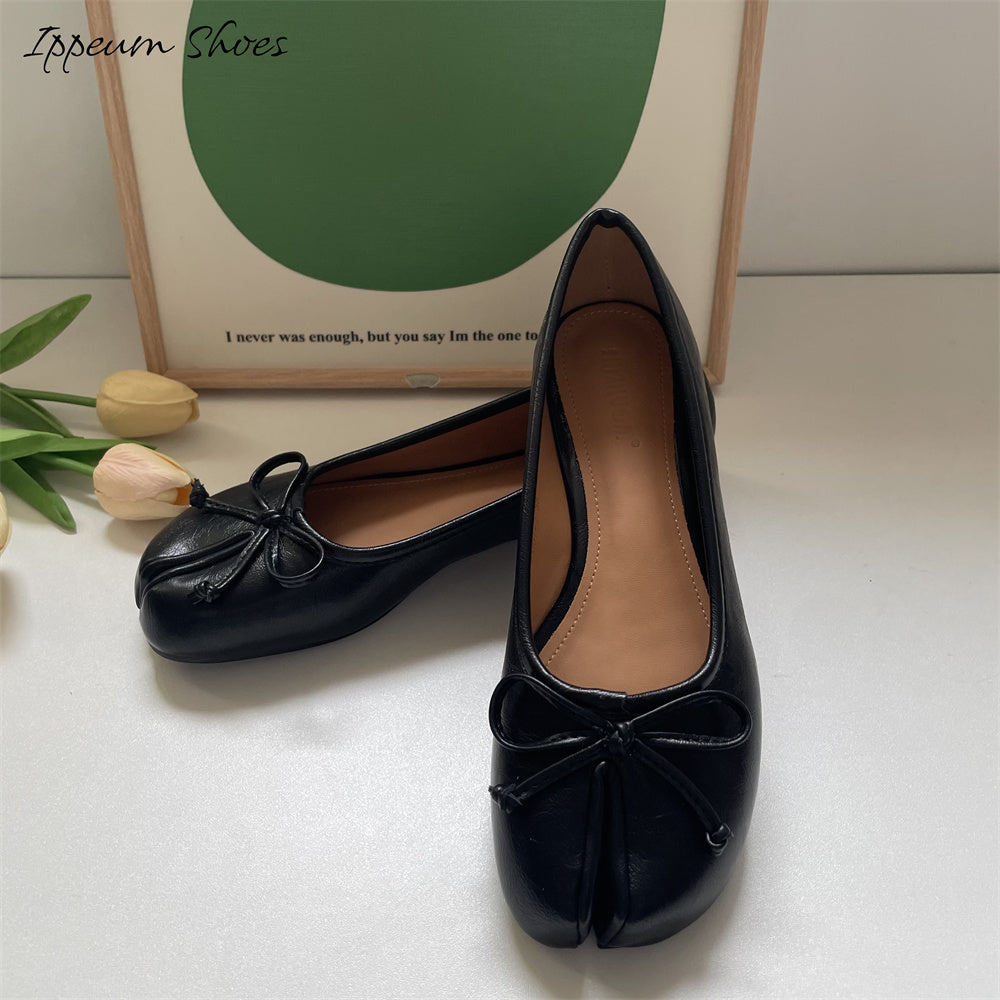 IPPEUM Women Ballets Flats Split Toe Mary Janes Black Dress Loafers Shoes Balerinas De Mujer