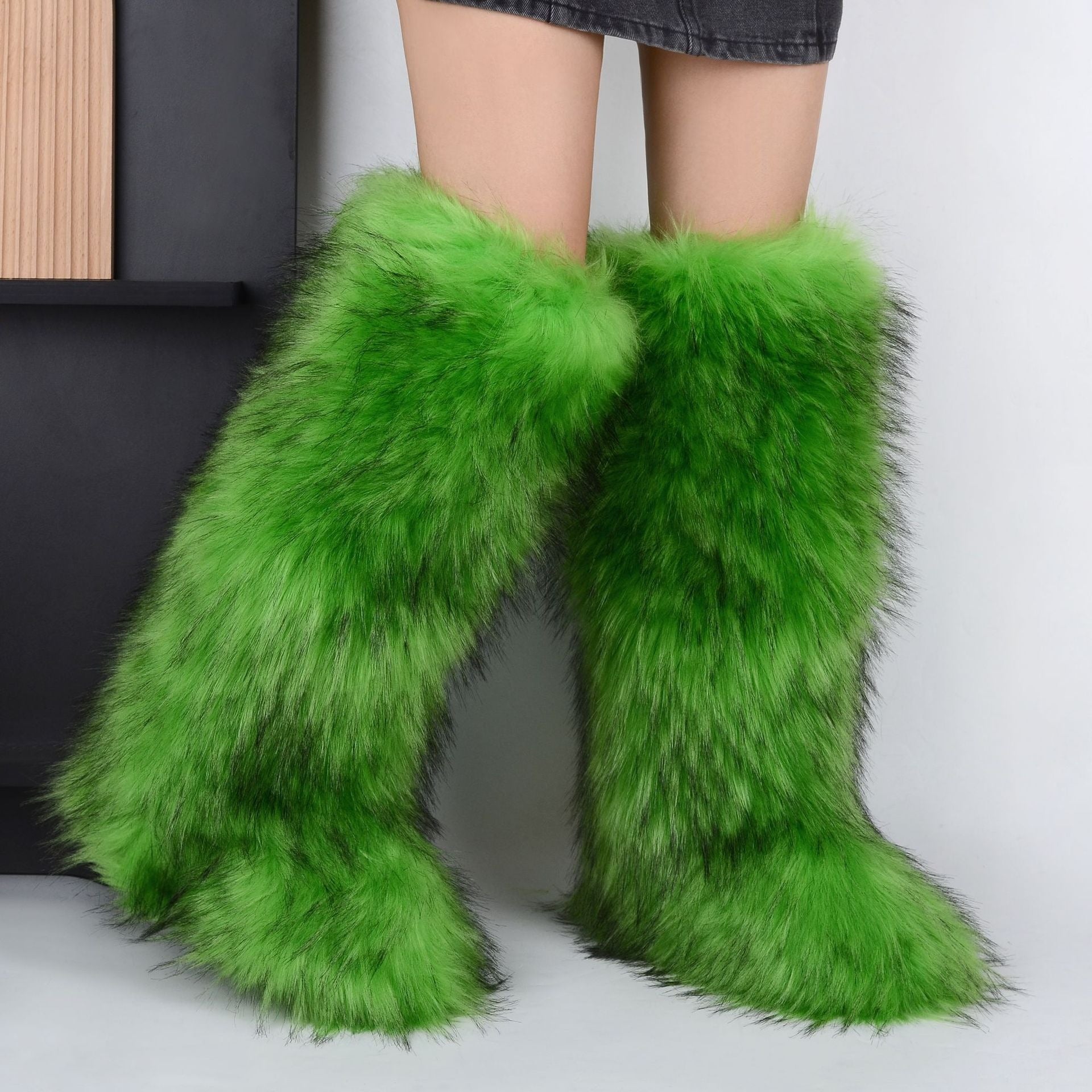 IPPEUM Winter Fur Boots Knee High Shoes 2025 New Fashion Long Boots Plush Boot For Women