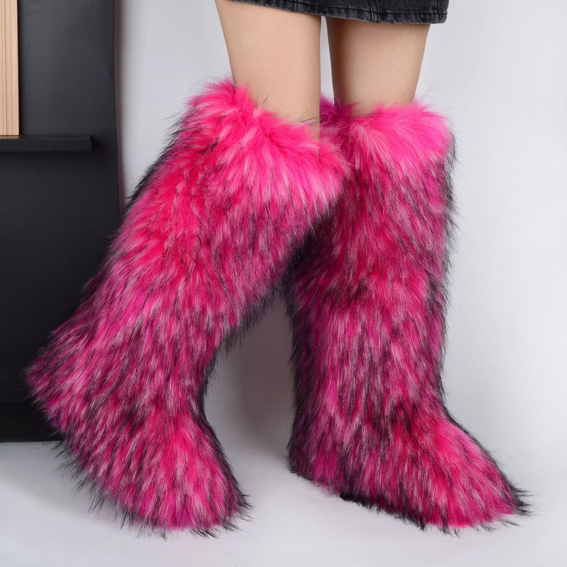 IPPEUM Winter Fur Boots Knee High Shoes 2025 New Fashion Long Boots Plush Boot For Women