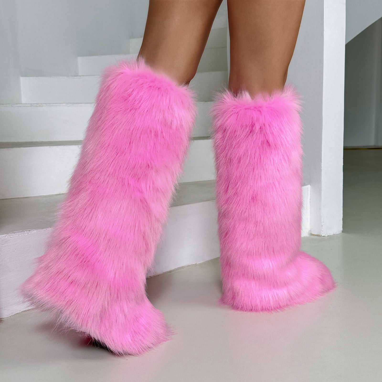 IPPEUM Winter Fur Boots Knee High Shoes 2025 New Fashion Long Boots Plush Boot For Women