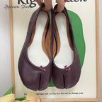 IPPEUM Winered Tabi Shoes Women Ballerinas Flats Mary Janes Size 35-44
