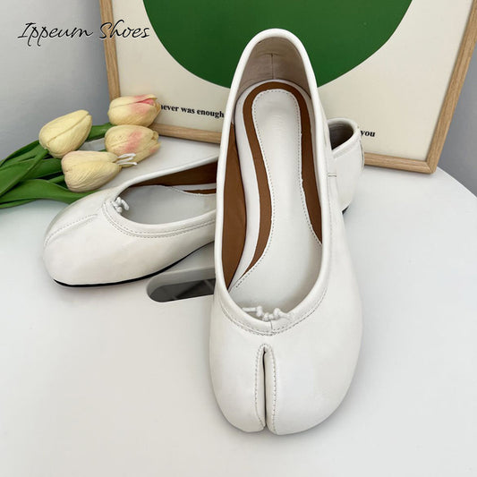 IPPEUM White Tabi Shoes Women Ballerinas Flats Mary Janes Size 35-44