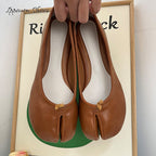 IPPEUM Brown Tabi Shoes Women Ballerinas Flats Mary Janes Size 35-44