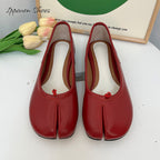 IPPEUM Red Tabi Shoes Women Ballerinas Flats Mary Janes Size 35-44