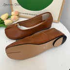 IPPEUM Brown Tabi Shoes Women Ballerinas Flats Mary Janes Size 35-44