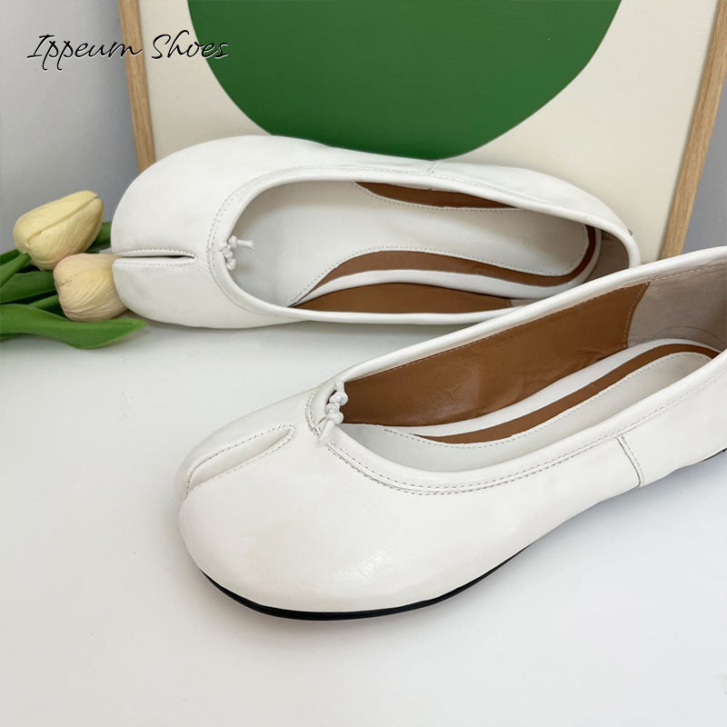 IPPEUM White Tabi Shoes Women Ballerinas Flats Mary Janes Size 35-44