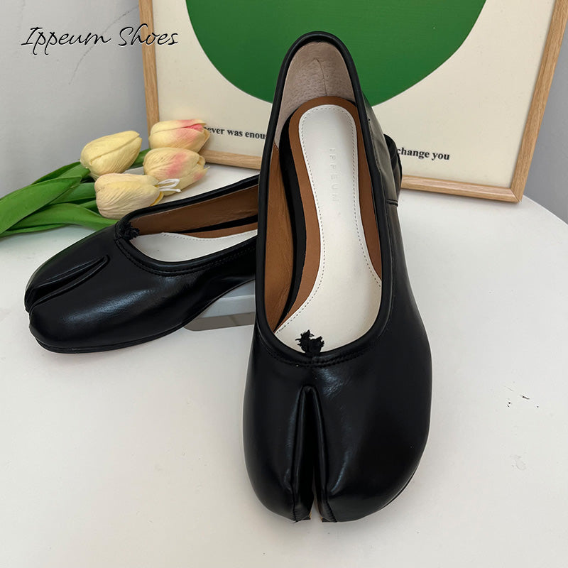 IPPEUM Black Tabi Shoes Women Ballerinas Flats Mary Janes Size 35-44