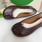 IPPEUM Winered Tabi Shoes Women Ballerinas Flats Mary Janes Size 35-44