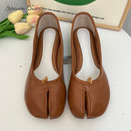 IPPEUM Brown Tabi Shoes Women Ballerinas Flats Mary Janes Size 35-44