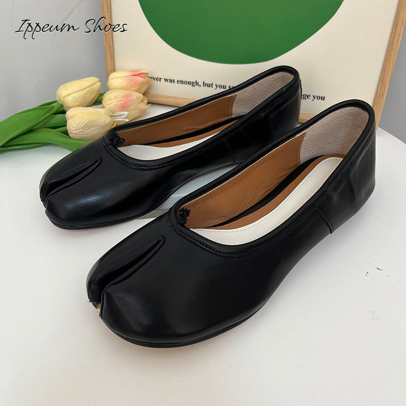 IPPEUM Black Tabi Shoes Women Ballerinas Flats Mary Janes Size 35-44