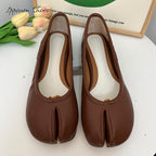 IPPEUM Chocolate Brown Tabi Shoes Women Ballerinas Flats Mary Janes Size 35-44