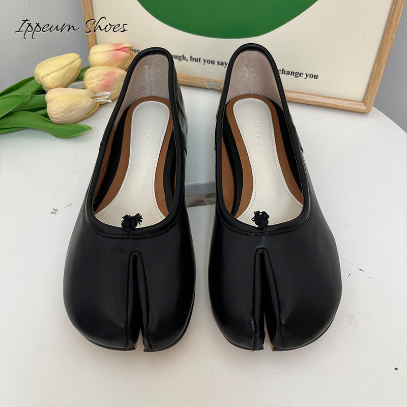 IPPEUM Black Tabi Shoes Women Ballerinas Flats Mary Janes Size 35-44