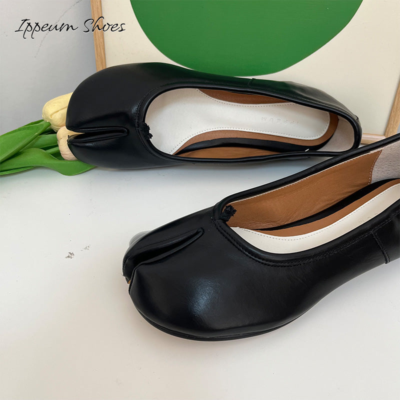 IPPEUM Black Tabi Shoes Women Ballerinas Flats Mary Janes Size 35-44