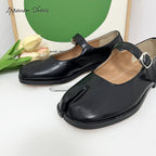 IPPEUM Black Tabi Mary Janes Shoes Size 35-44 Split Toe Flats Tabis Loafers