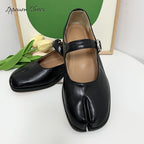 IPPEUM Black Tabi Mary Janes Shoes Size 35-44 Split Toe Flats Tabis Loafers