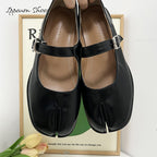 IPPEUM Black Tabi Mary Janes Shoes Size 35-44 Split Toe Flats Tabis Loafers