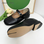 IPPEUM Tabi Mary Janes Shoes Black Burgundy Size 35-44 Split Toe Flats Tabis Loafers