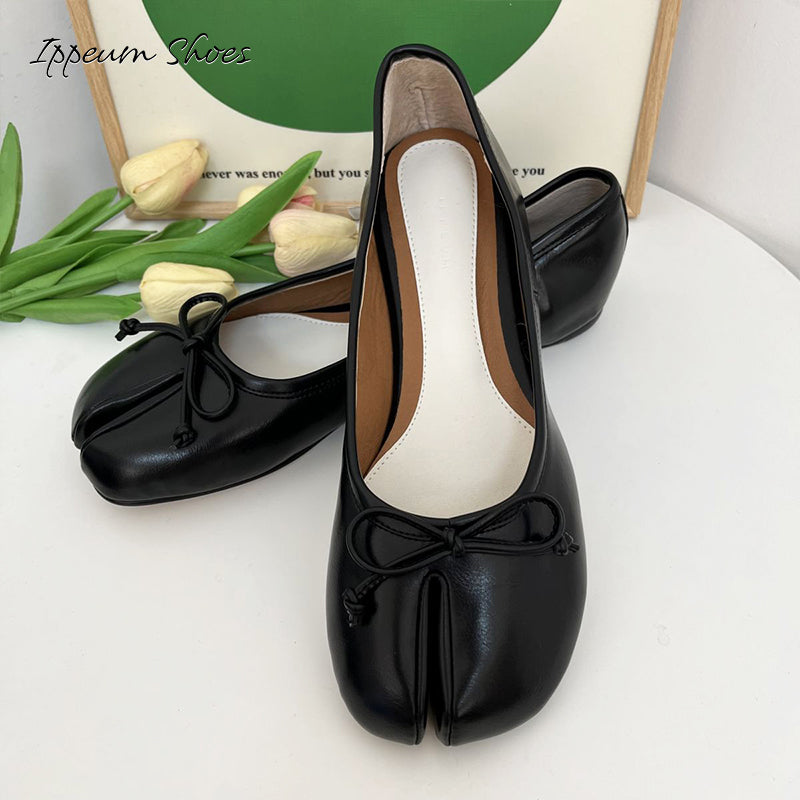 IPPEUM Black Tabi Shoes Women Ballerinas Flats Mary Janes Size 35-44