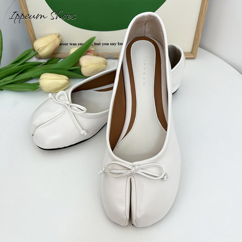 IPPEUM White Tabi Shoes Women Ballerinas Flats Mary Janes Size 35-44