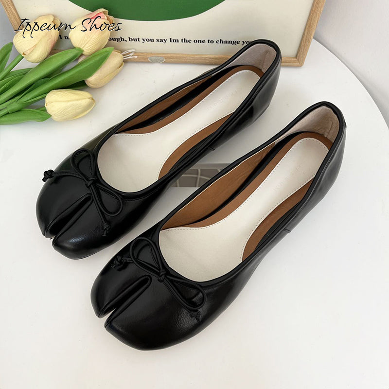 IPPEUM Black Tabi Shoes Women Ballerinas Flats Mary Janes Size 35-44