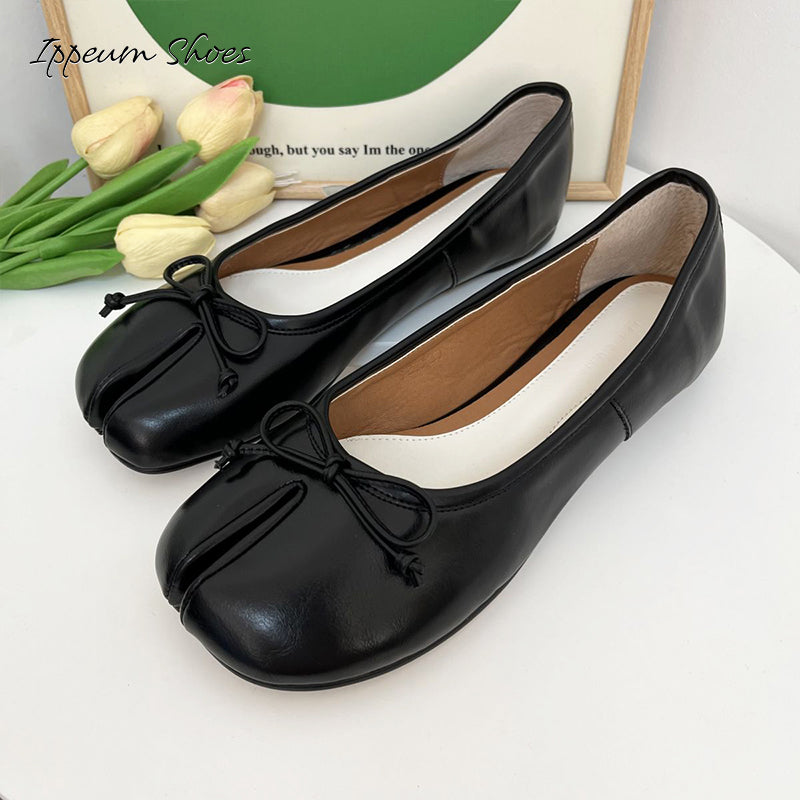 IPPEUM Black Tabi Shoes Women Ballerinas Flats Mary Janes Size 35-44
