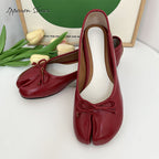 IPPEUM Red Tabi Shoes Women Ballerinas Flats Mary Janes Size 35-44