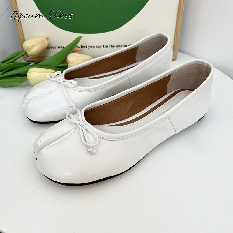 IPPEUM White Tabi Shoes Women Ballerinas Flats Mary Janes Size 35-44