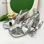 IPPEUM Cross Straps Heels Split Toe Sandals Shoes Wome Size 35-43