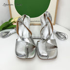 IPPEUM Cross Straps Heels Split Toe Sandals Shoes Wome Size 35-43